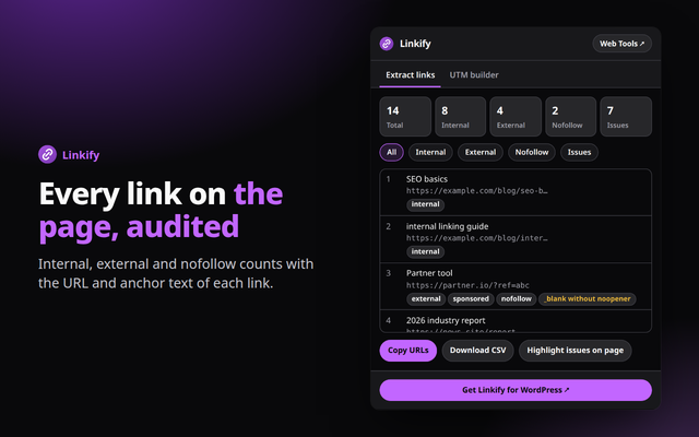 Linkify extension screenshot