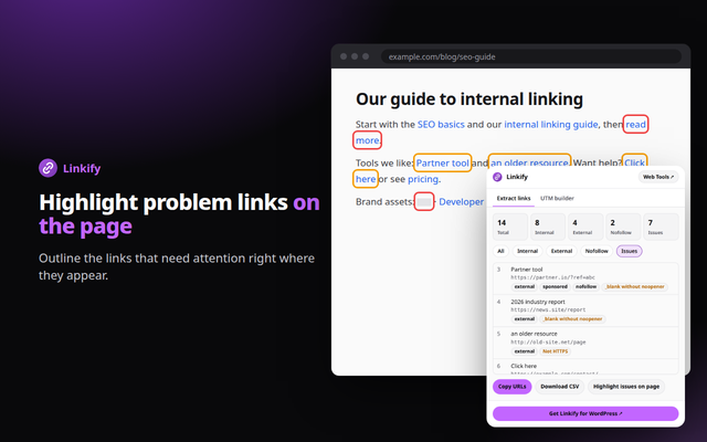 Linkify extension screenshot